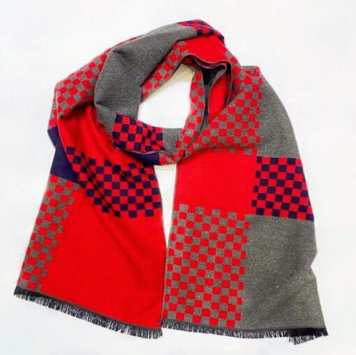 Mens Possum Scarf Red Cheque - The Alpaca Collection